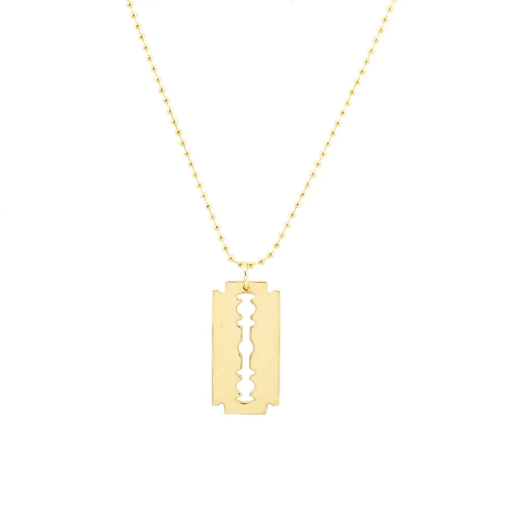 MD Barber Safety Razor Blade Necklace & Key Ring (Silver, Gold, or Black)