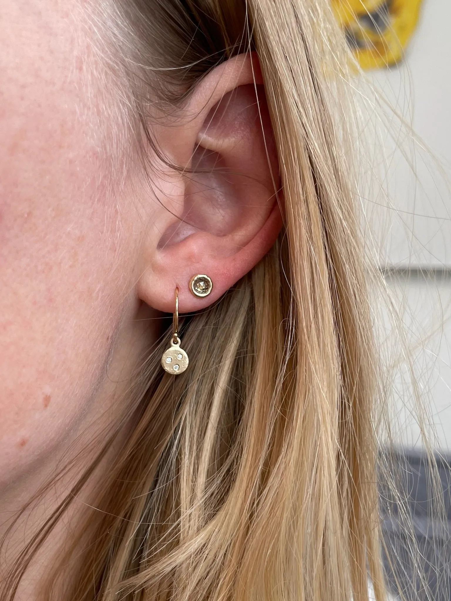Medium Diamond Treasure Coin Dangle Earring