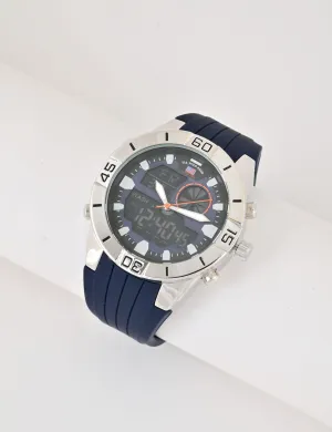 MEN'S BLUE RUBBER STRAP ANALOG/DIGITAL WATCH