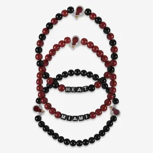 Miami Heat 3 Pack Beaded Friendship Bracelet