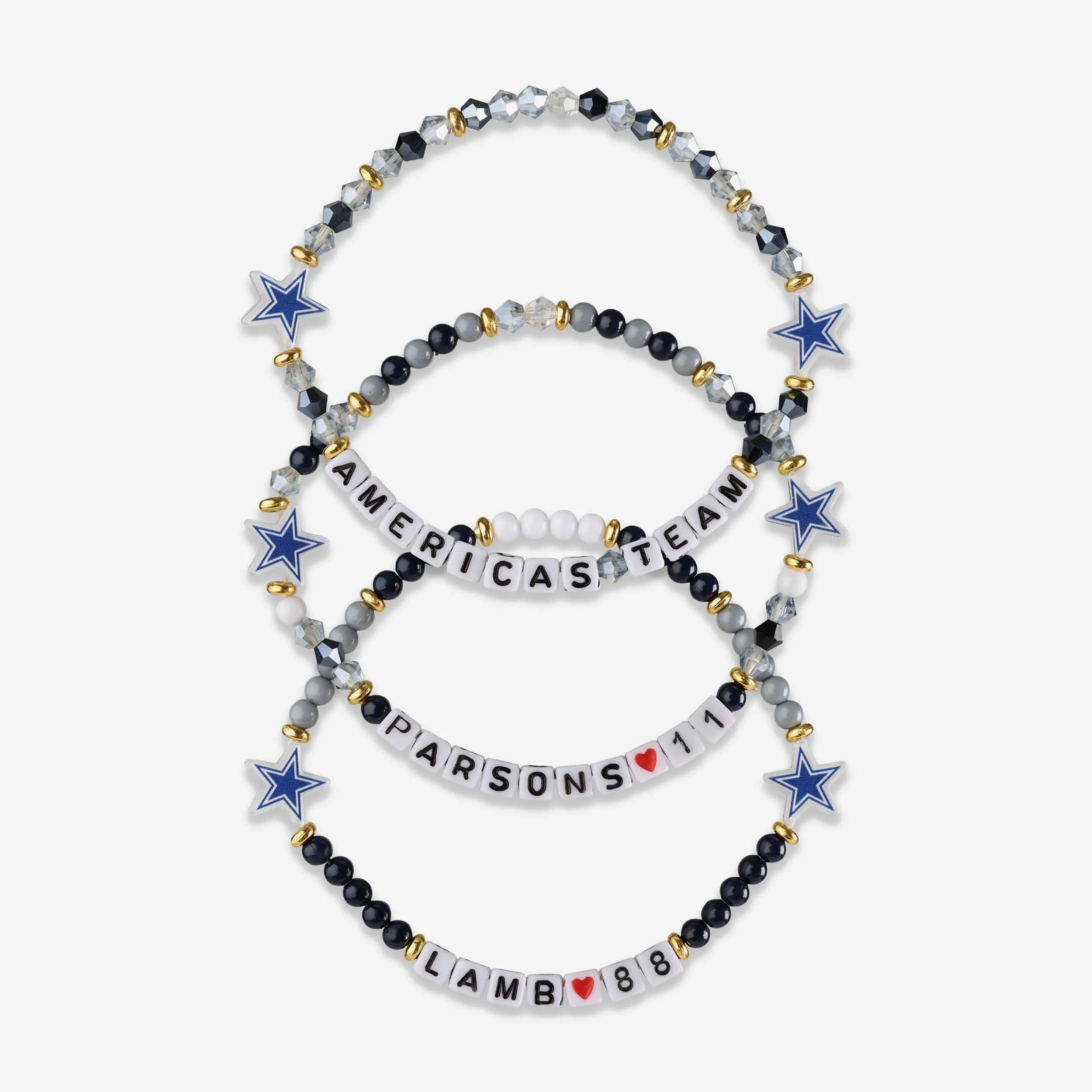 Micah Parsons & CeeDee Lamb Dallas Cowboys 3 Pack Player Friendship Bracelet