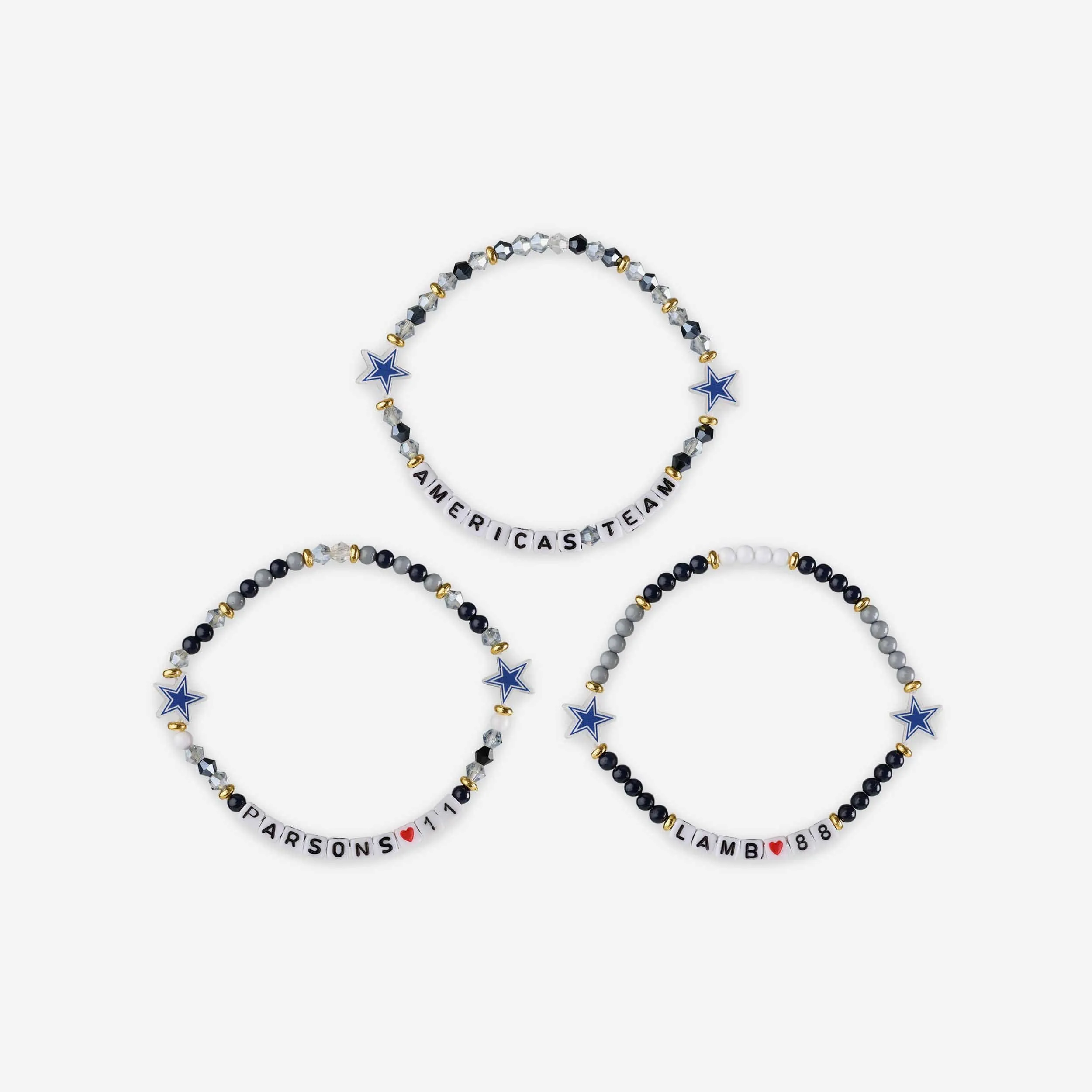 Micah Parsons & CeeDee Lamb Dallas Cowboys 3 Pack Player Friendship Bracelet