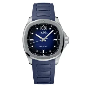 MIDO MULTIFORT TV BIG DATE BLUE ON RUBBER