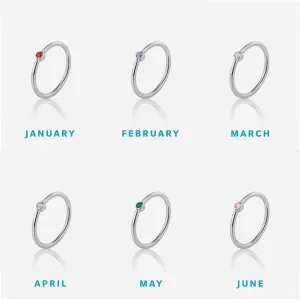 Mini Stacking Birthstone Ring - Silver