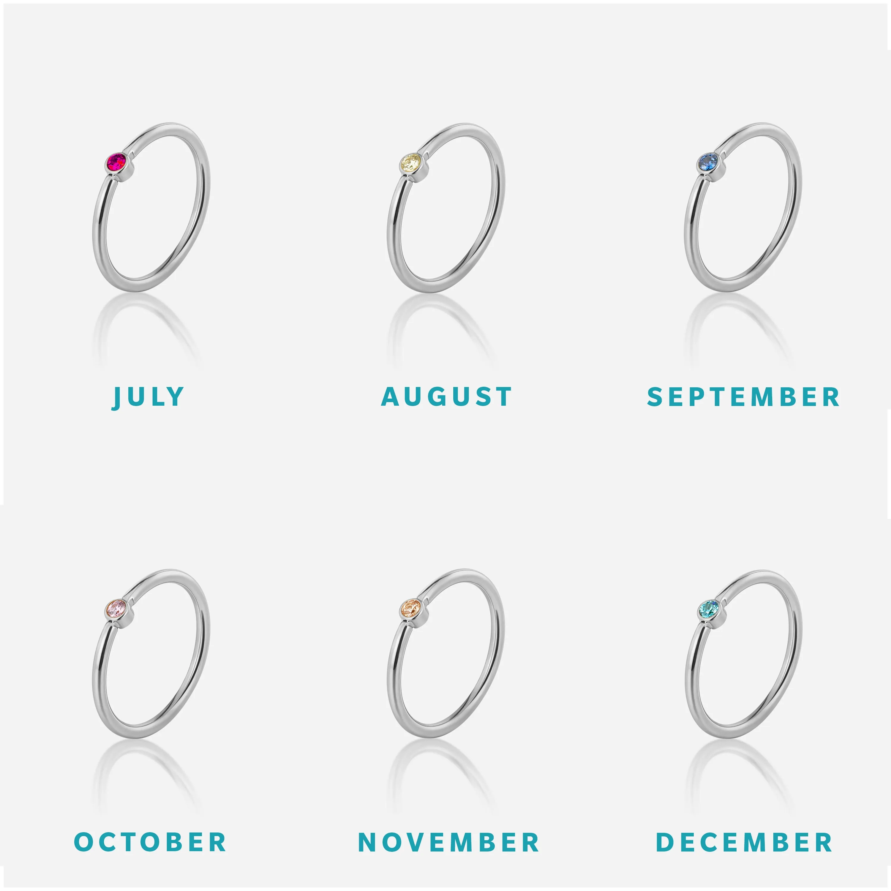 Mini Stacking Birthstone Ring - Silver