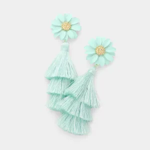 Mint Flower and Tassel Fun Fashion Dangle Earring | Outfit of Choice Earrings | 496766
