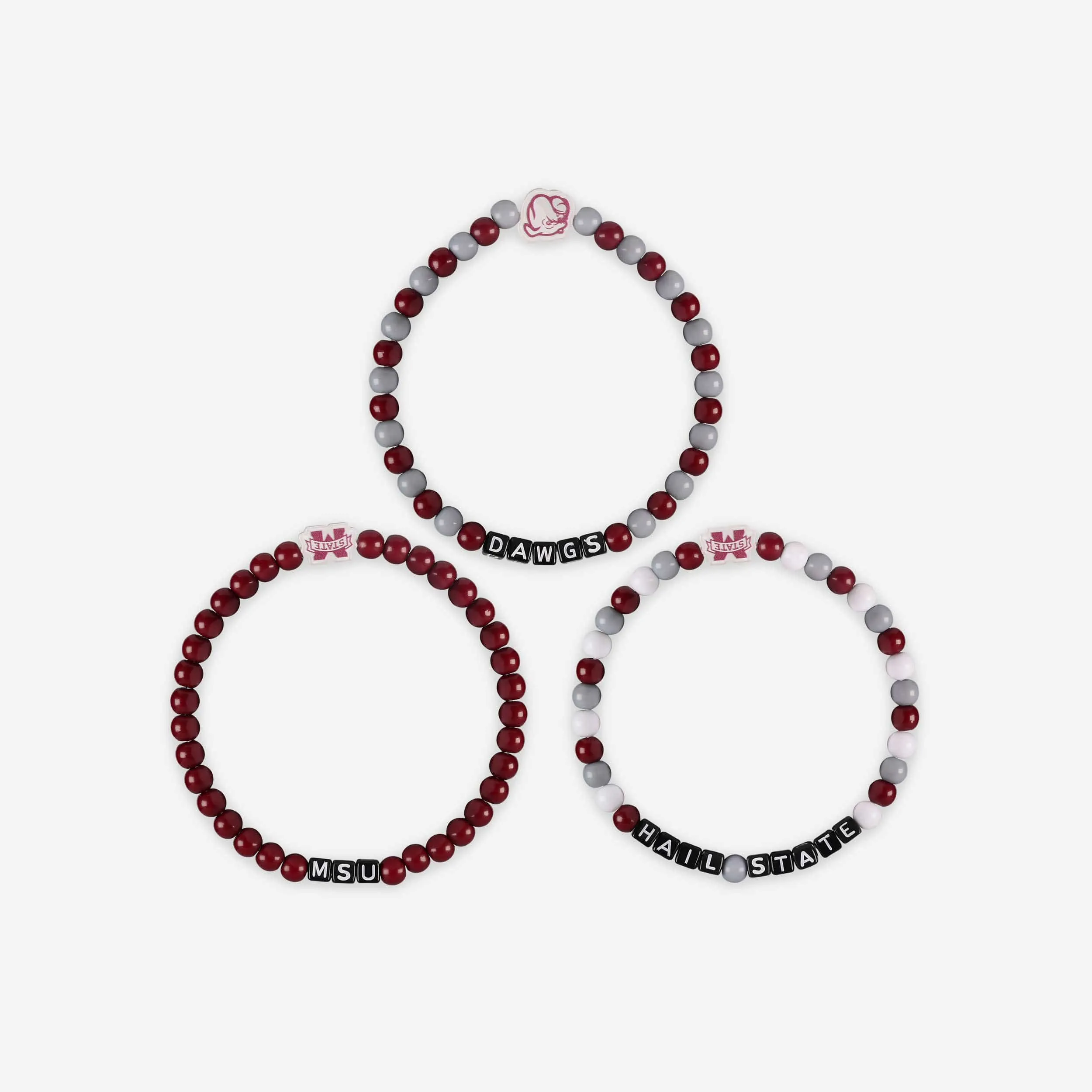 Mississippi State Bulldogs 3 Pack Beaded Friendship Bracelet