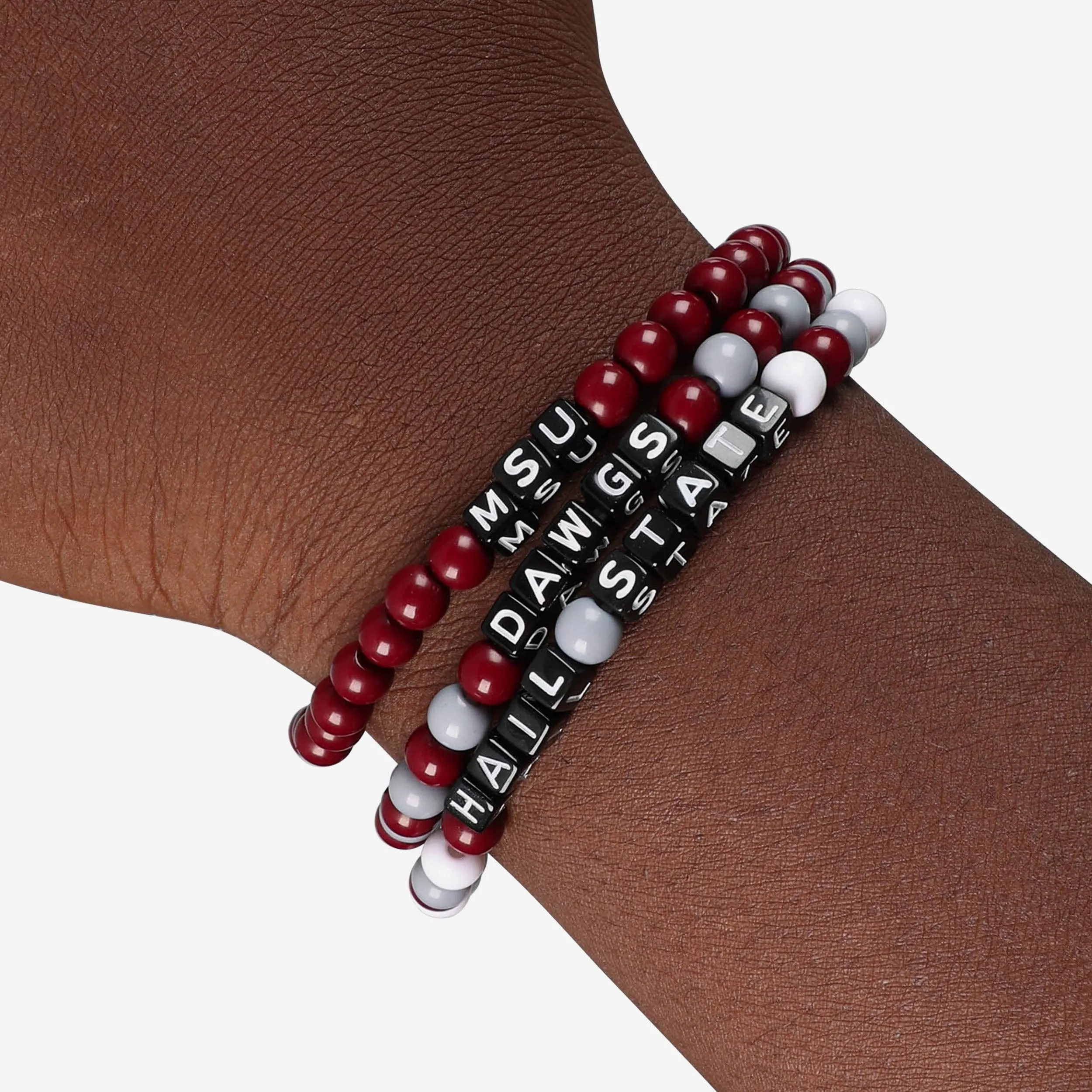 Mississippi State Bulldogs 3 Pack Beaded Friendship Bracelet