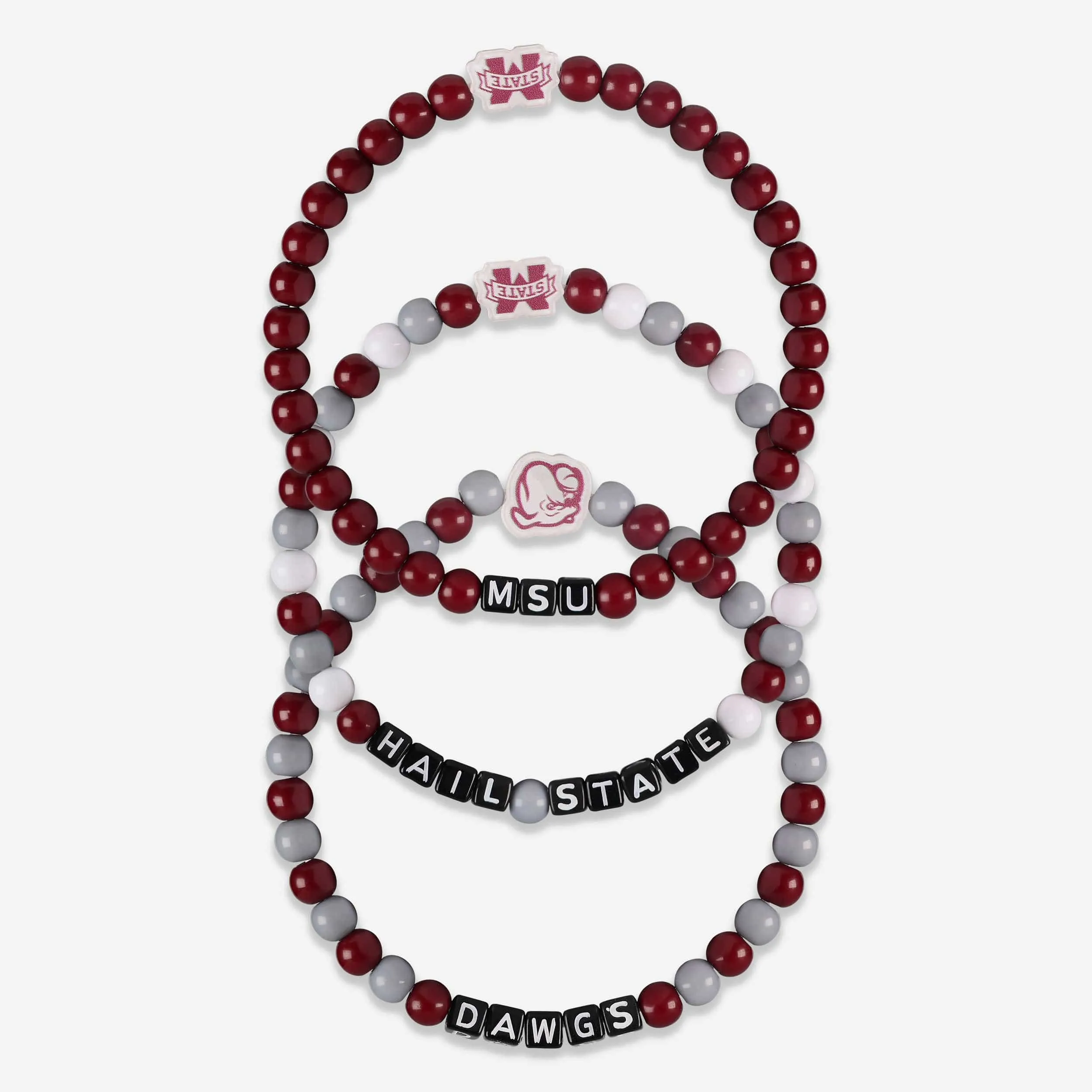 Mississippi State Bulldogs 3 Pack Beaded Friendship Bracelet