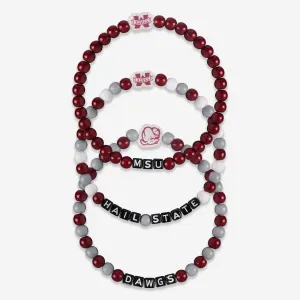 Mississippi State Bulldogs 3 Pack Beaded Friendship Bracelet
