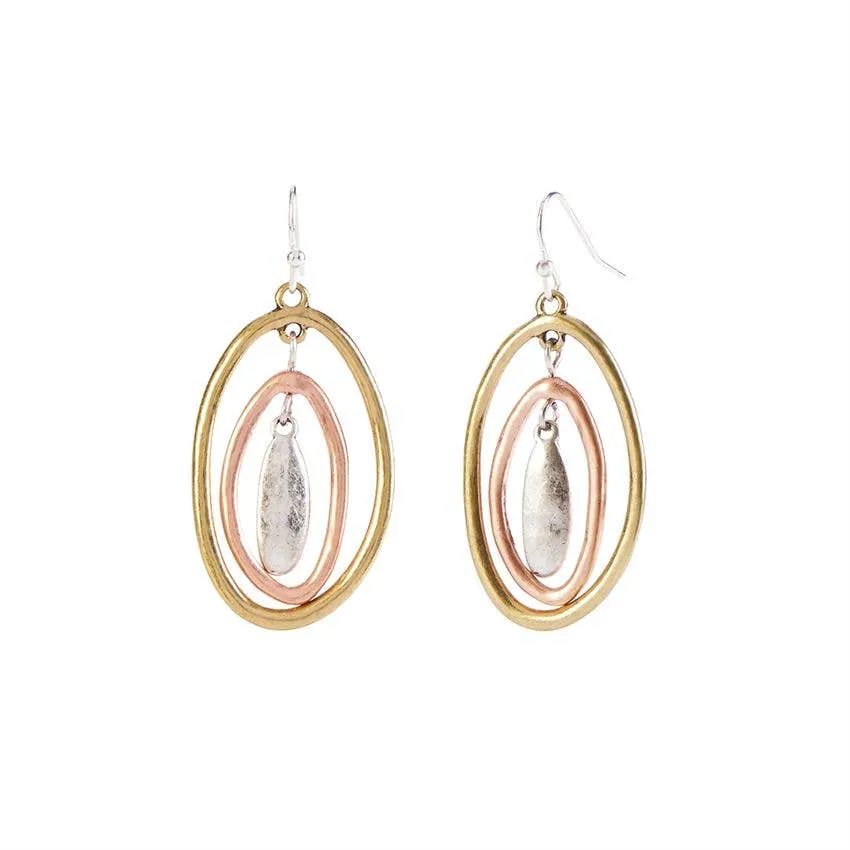 Mixed Metal Ovals Earrings