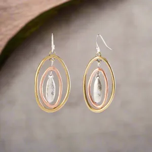 Mixed Metal Ovals Earrings