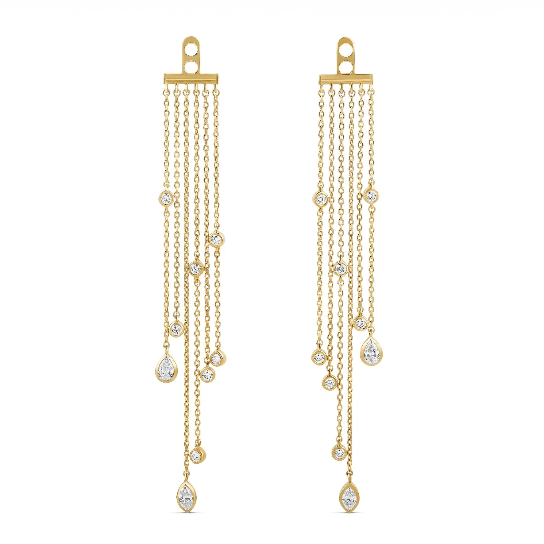Mixed Shape Bezels Diamond Tassel Earring Back Charm (PAIR)