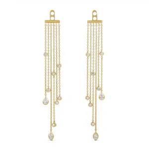 Mixed Shape Bezels Diamond Tassel Earring Back Charm (PAIR)