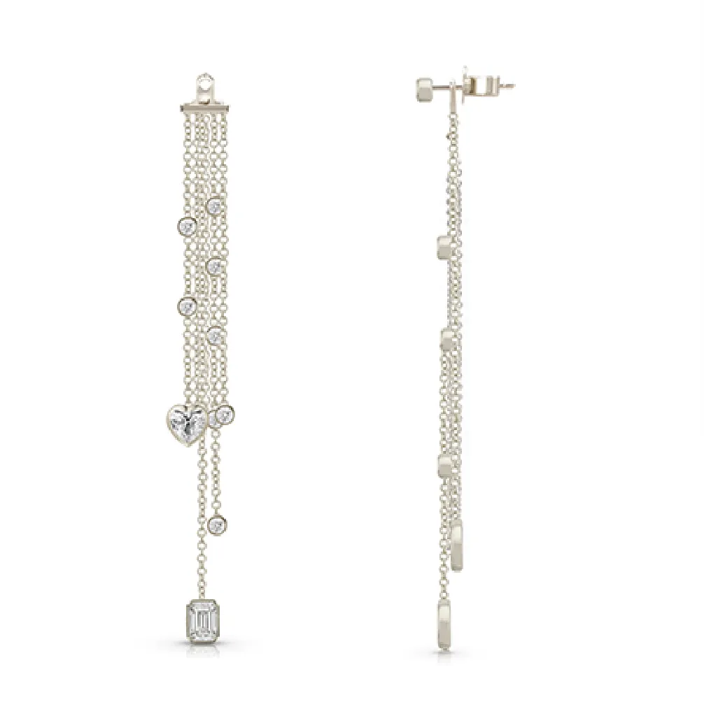 Mixed Shape Bezels Diamond Tassel Earring Back Charm (PAIR)