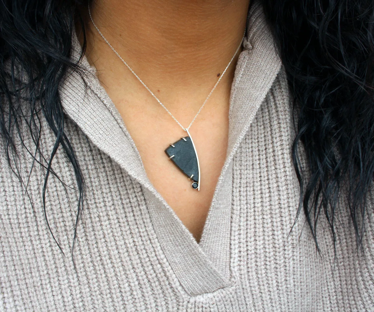 Modern Asymmetrical Volcanic Obsidian Necklace