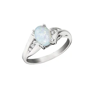 Modern Opal and Diamond Ring