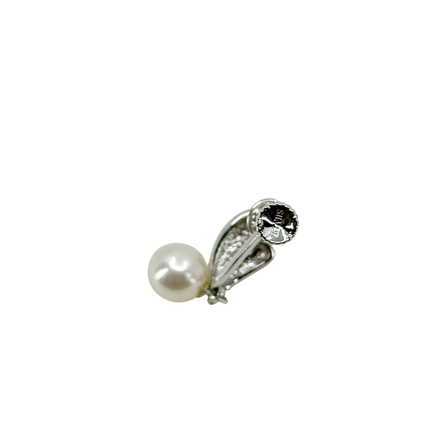 Modernist Drop Japan Saltwater Akoya Cultured Pearl Screwback Dangle Earrings- Sterling Silver