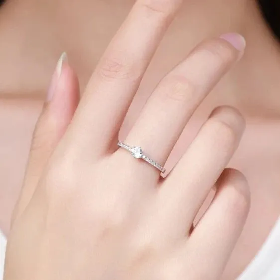 Modian Solid 925 Sterling Silver Simple Round Clear CZ Finger Rings For Women & Girls Cassic Wedding Statement Fine Jewelry Gift