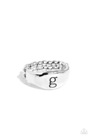 Monogram Memento - Silver - G - Paparazzi Ring