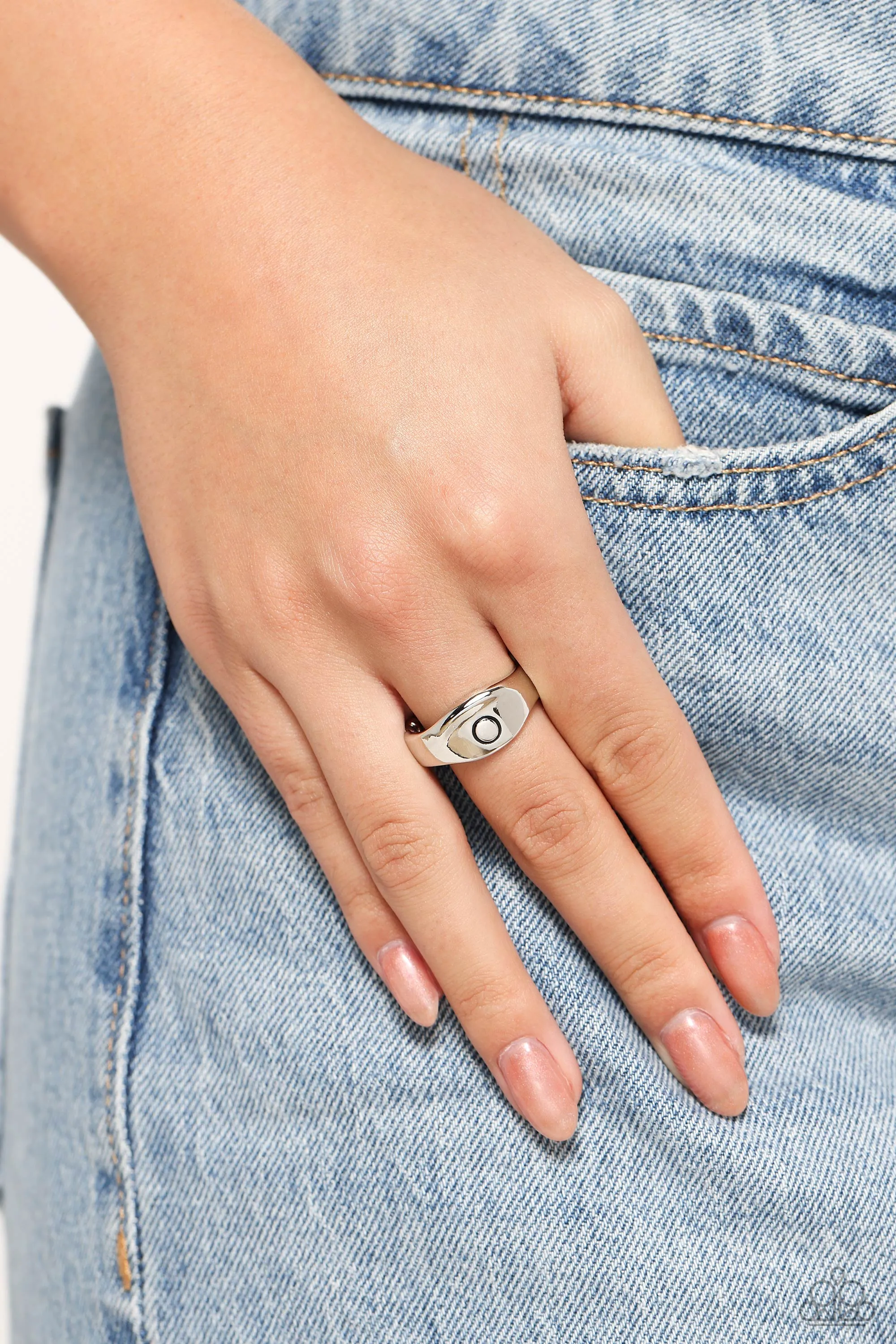 Monogram Memento - Silver - O - Paparazzi Ring