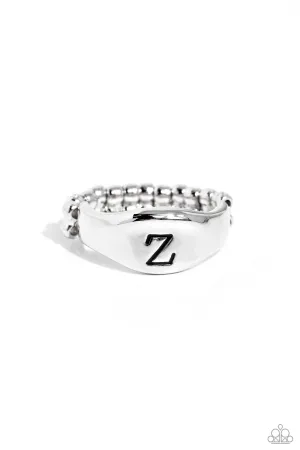 Monogram Memento - Silver - Z - Paparazzi Ring