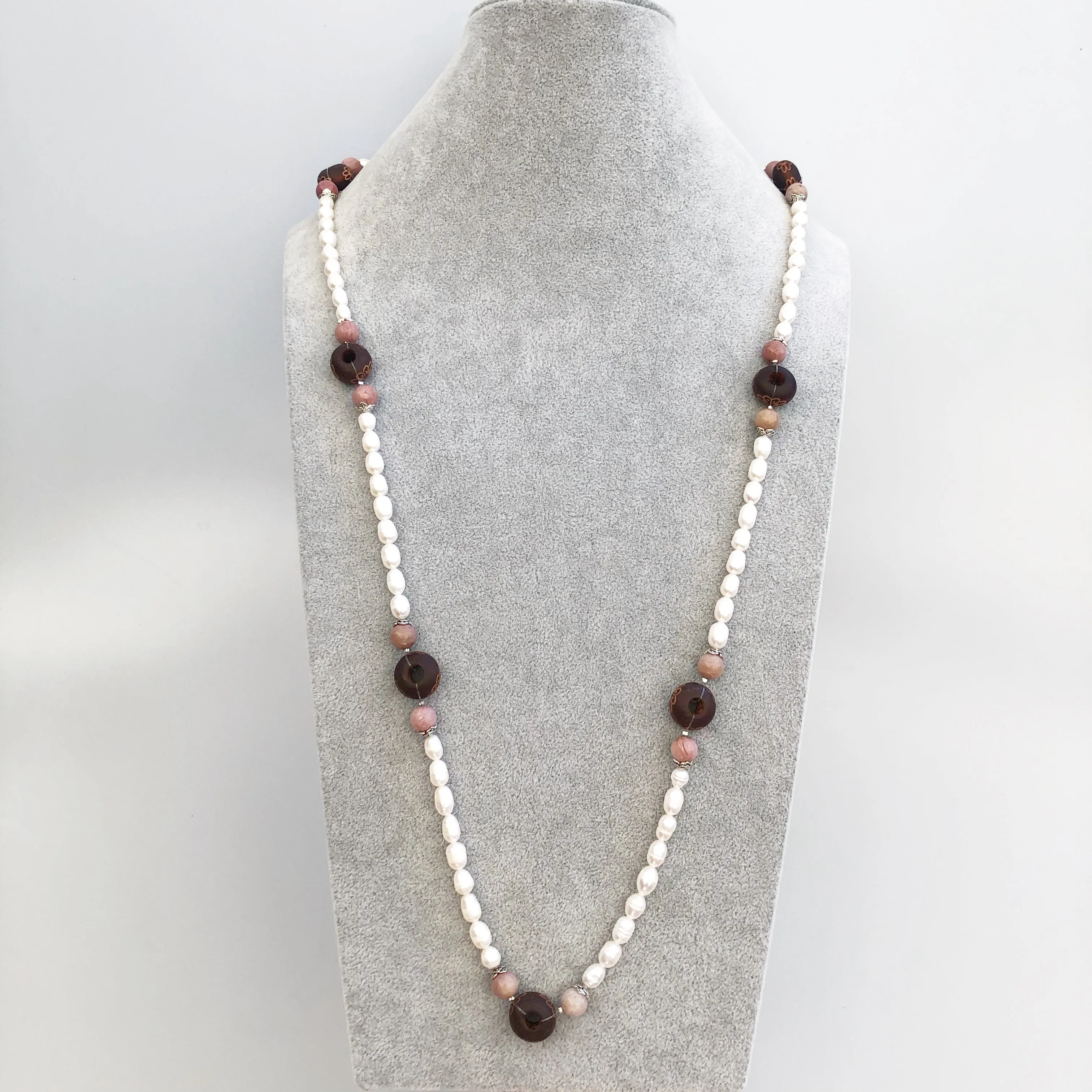 Multi-style Baroque Pearl Lariat Necklace Set with Red Tassels