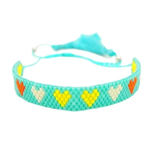 Multicolored Happy Hearts Beaded Friendship Bracelet