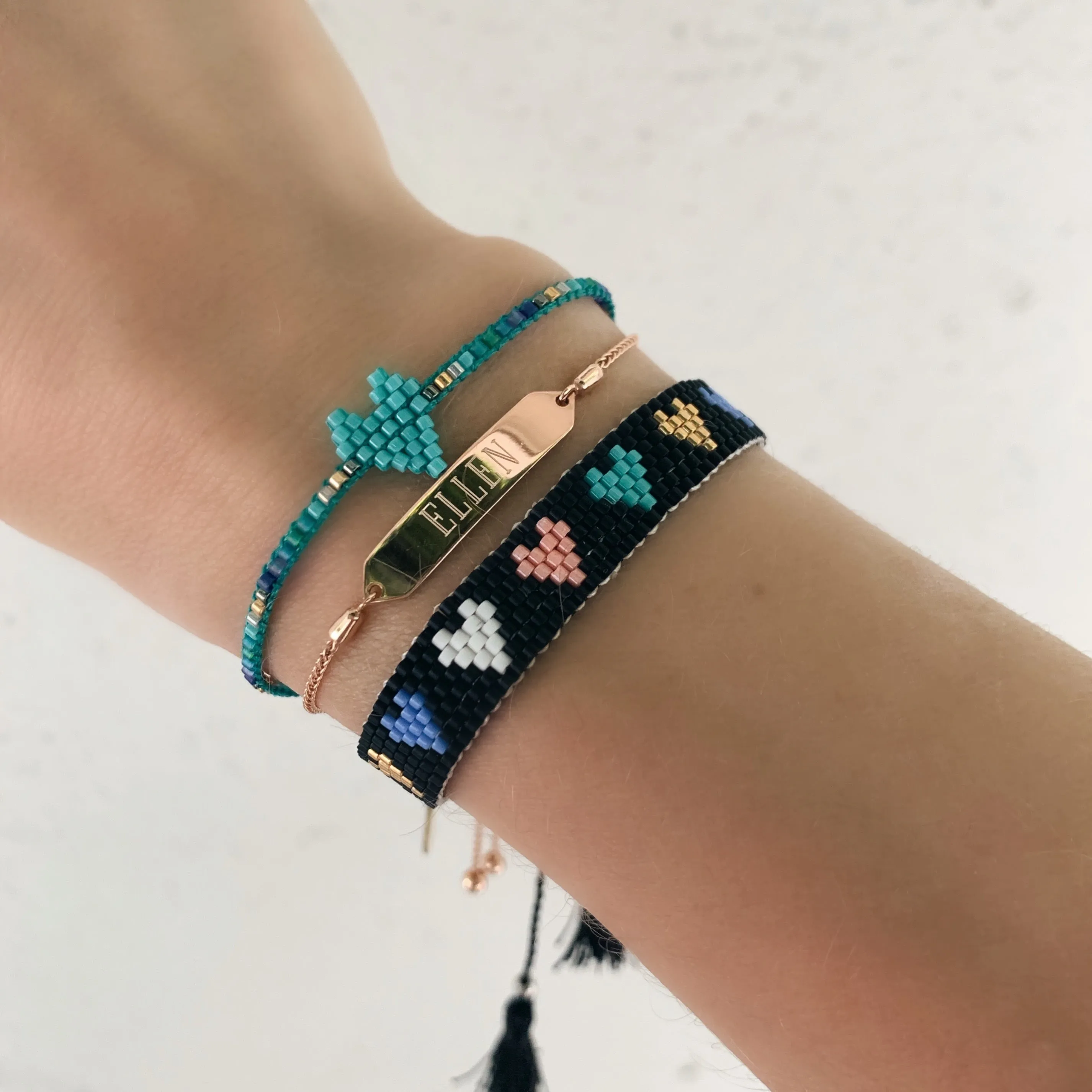 Multicolored Happy Hearts Beaded Friendship Bracelet