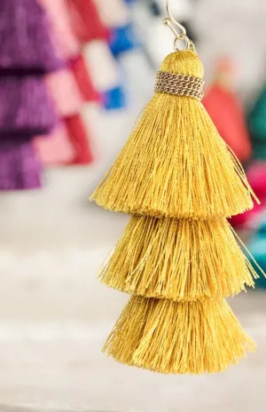 Mustard tassel earring *