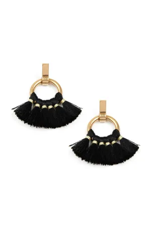 MYE1060 - FAN TASSEL POST WRAP HOOP DANGLE EARRINGS