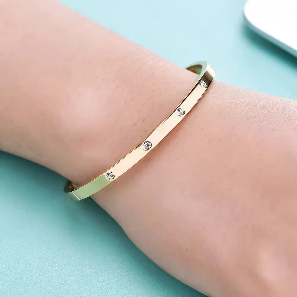 Myjewel Love Designer high polish Stainless Steel Bracelet Set Famous Branded Women's Jewelry Diamond Pearl Stone Bangles