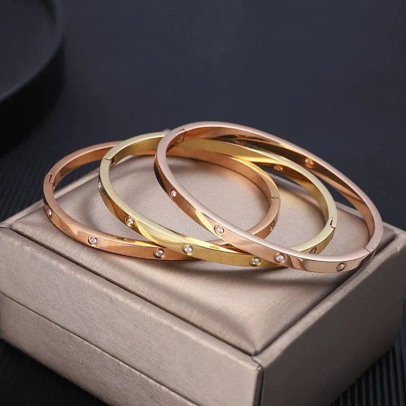 Myjewel Love Designer high polish Stainless Steel Bracelet Set Famous Branded Women's Jewelry Diamond Pearl Stone Bangles