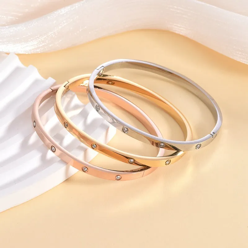 Myjewel Love Designer high polish Stainless Steel Bracelet Set Famous Branded Women's Jewelry Diamond Pearl Stone Bangles