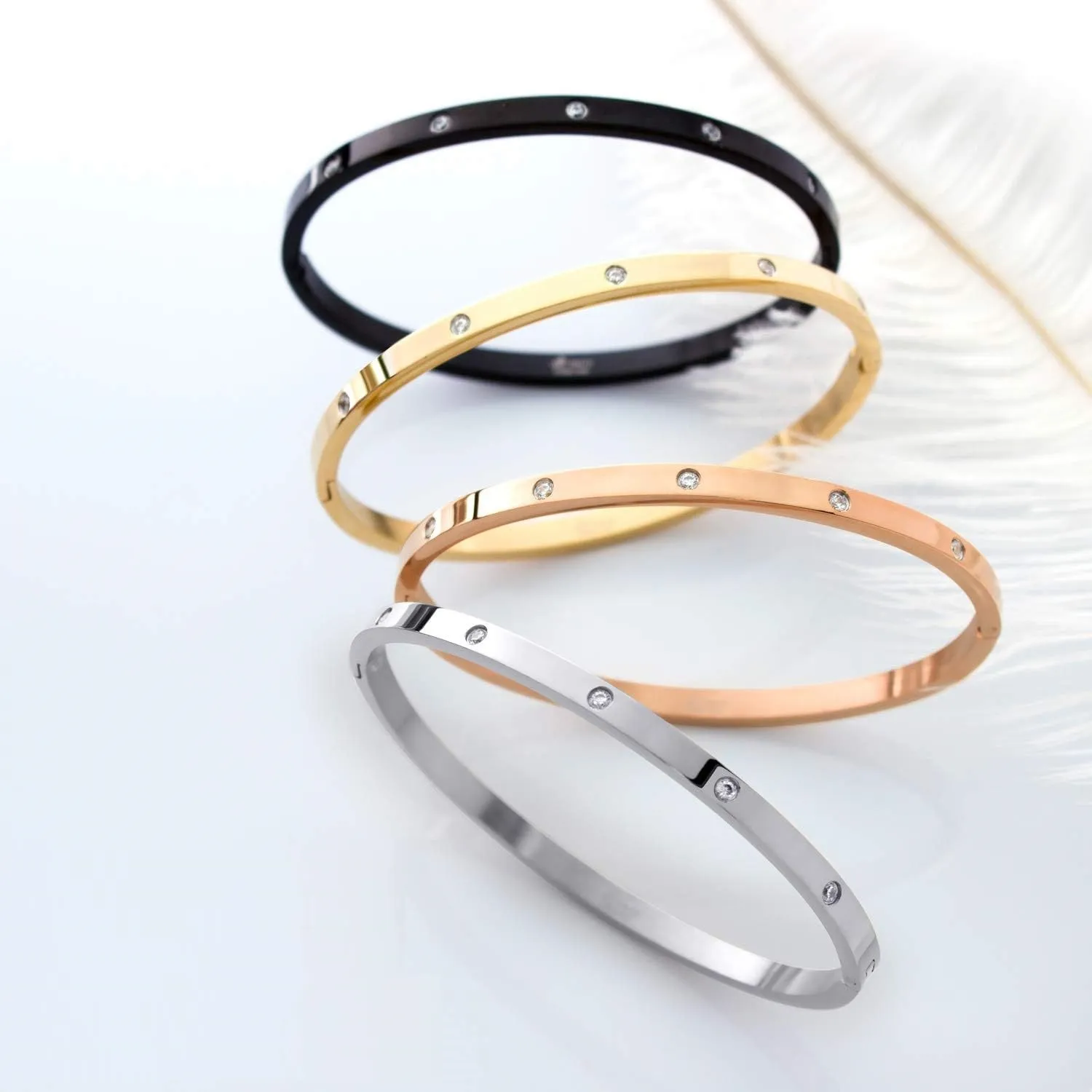 Myjewel Love Designer high polish Stainless Steel Bracelet Set Famous Branded Women's Jewelry Diamond Pearl Stone Bangles