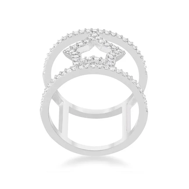 Nailey 0.75ct CZ Rhodium Star Contemporary Ring