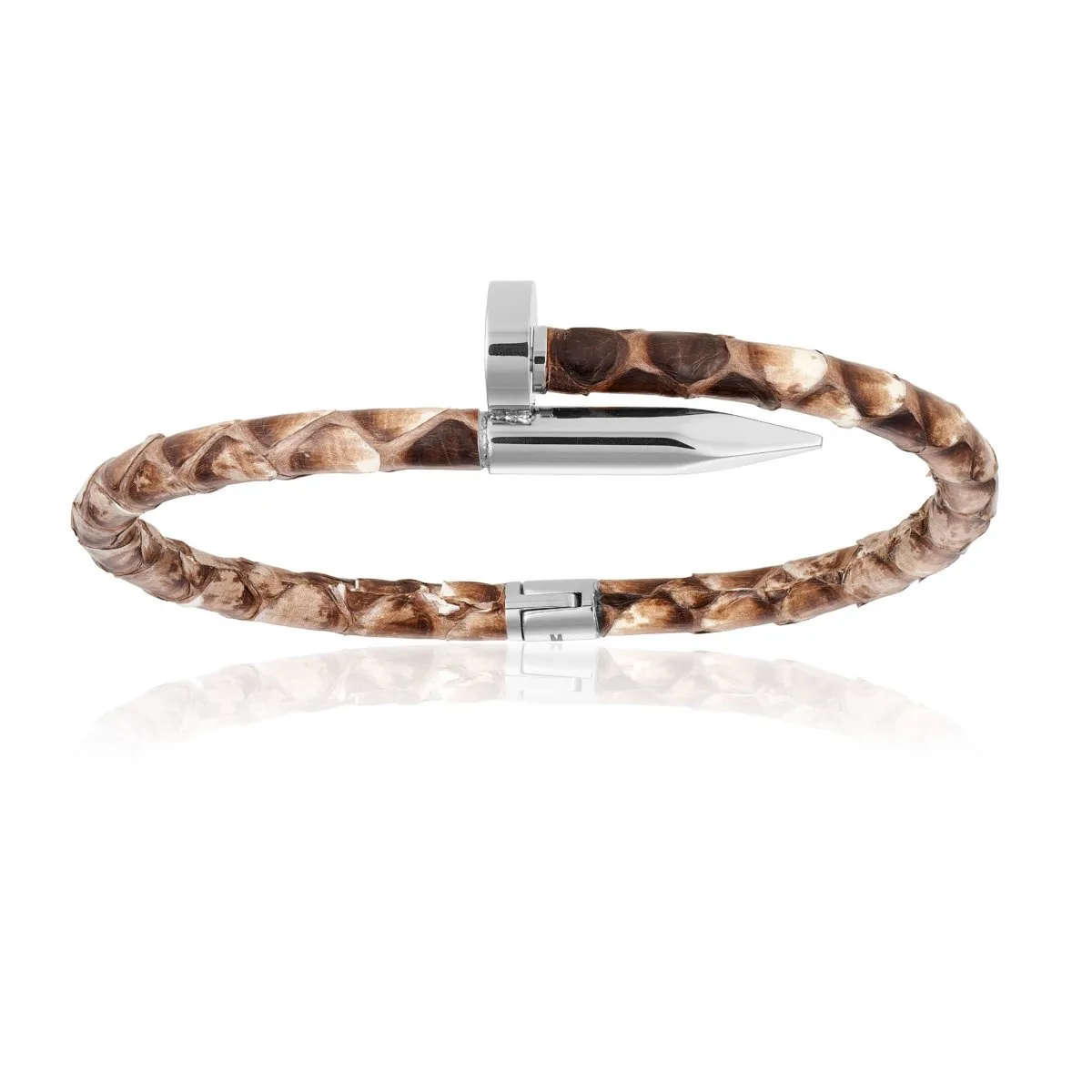 Natural Python Bracelet with Silver Nail For Her