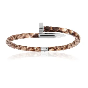 Natural Python Bracelet with Silver Nail For Her