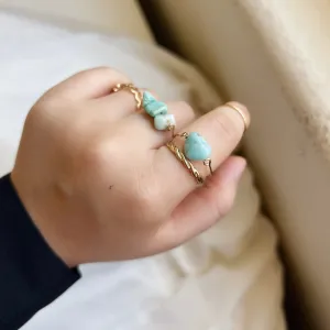 Natural Stone Stackable Ring Set, Boho Style Multiple Finger Rings
