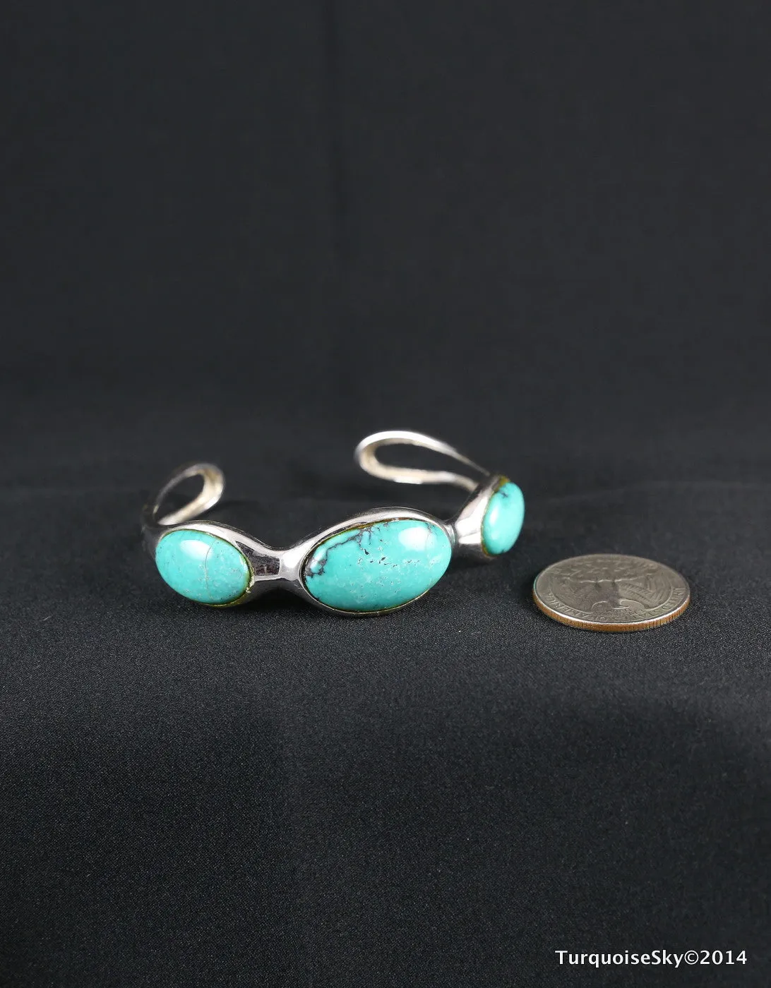 Natural turquoise sterling silver bracelet