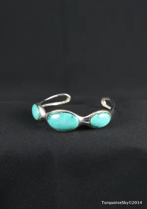 Natural turquoise sterling silver bracelet