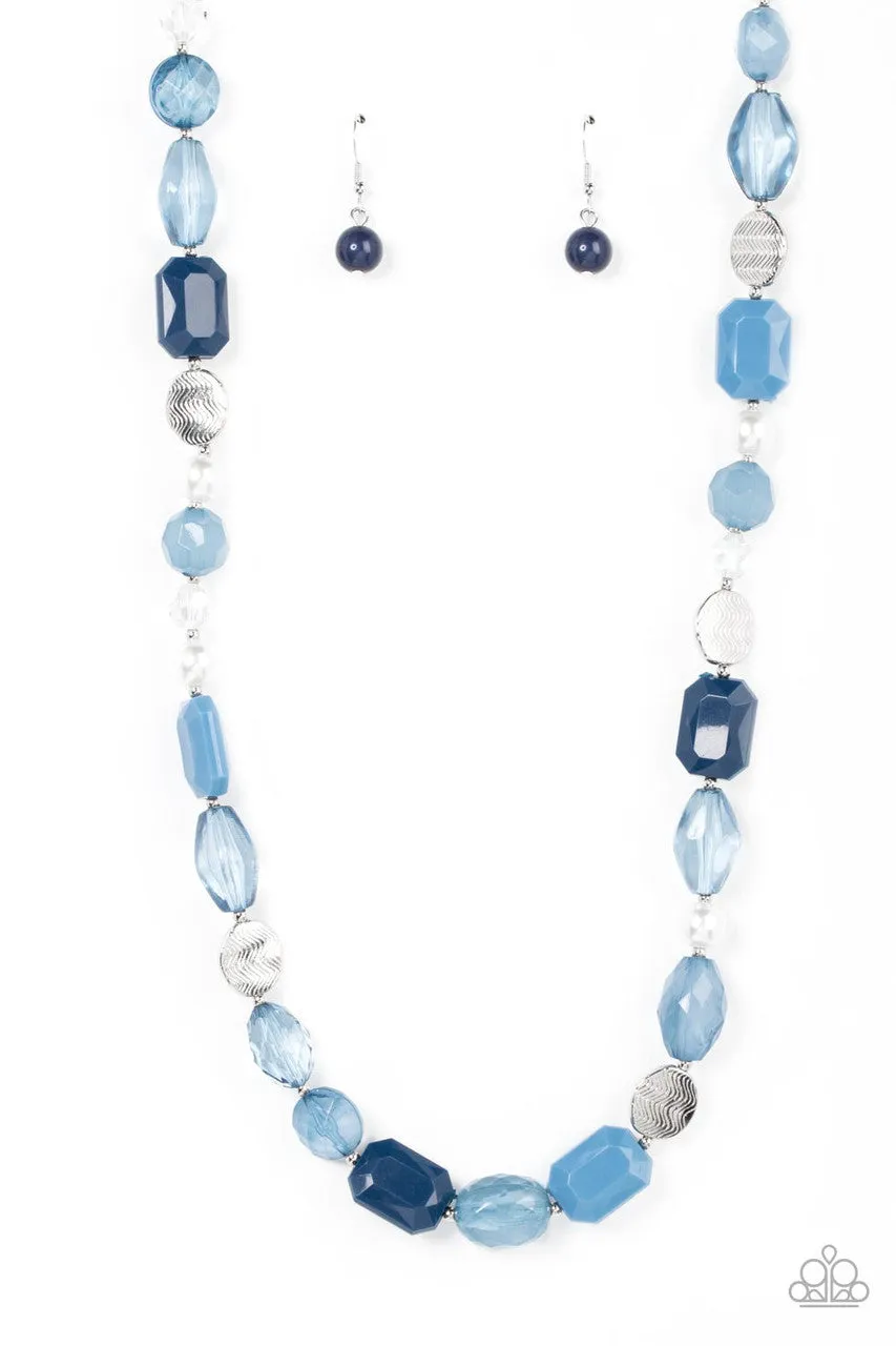 Nautical Sunset - Multi - Blue Beads White Pearls Paparazzi Short Necklace