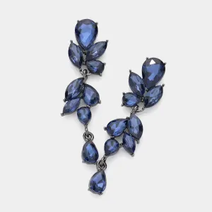 Navy Teardrop and Marquise Cluster Dangle Earrings | Pageant Jewelry | Prom Jewelry |  615621
