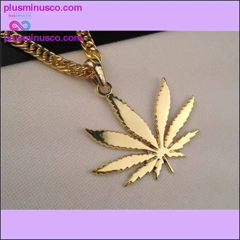NEW Iced Out Golden WEED Marijua Leaf Pendant Necklace Chain