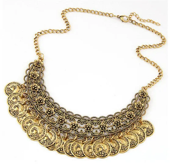 NEW Maxi Bohemian Necklace Turquoise Beads Gypsy Ethnic Vintage Choker Collares Necklaces & Pendants Collier Necklace Women