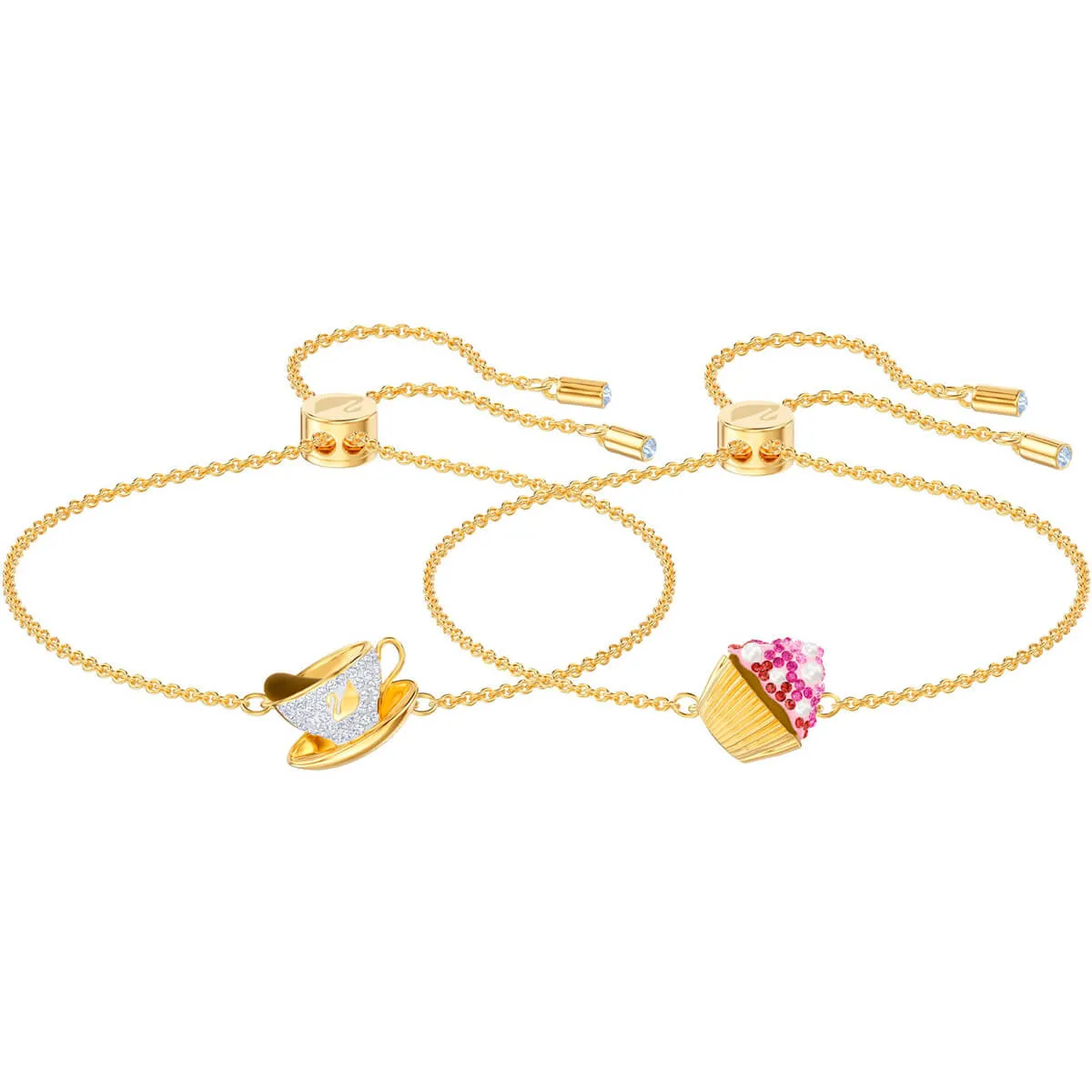 Nicest Cupcake and Tea Multi-Colored Gold Plating Bracelet Set