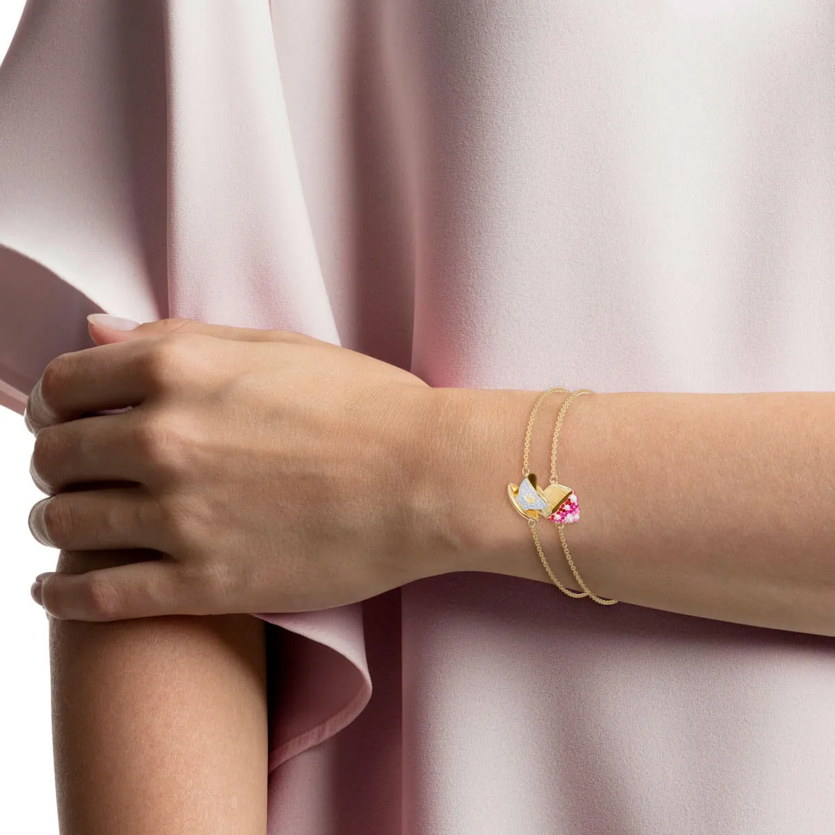Nicest Cupcake and Tea Multi-Colored Gold Plating Bracelet Set