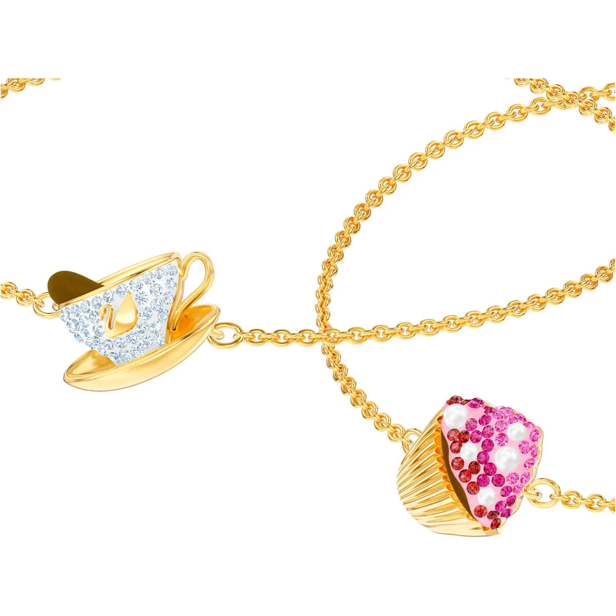 Nicest Cupcake and Tea Multi-Colored Gold Plating Bracelet Set