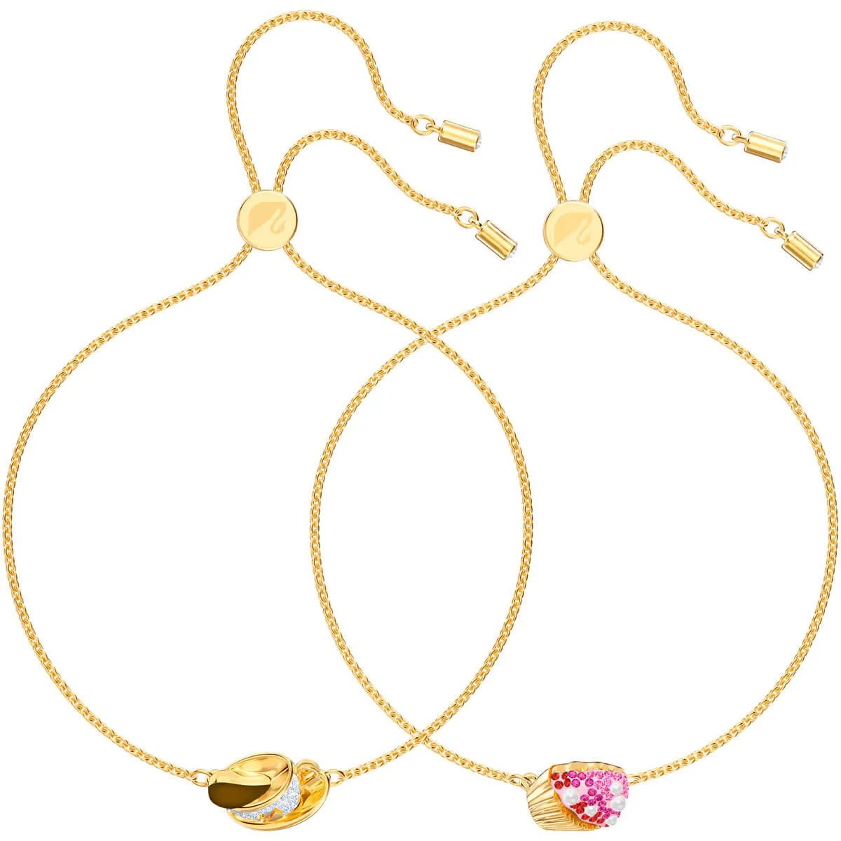 Nicest Cupcake and Tea Multi-Colored Gold Plating Bracelet Set
