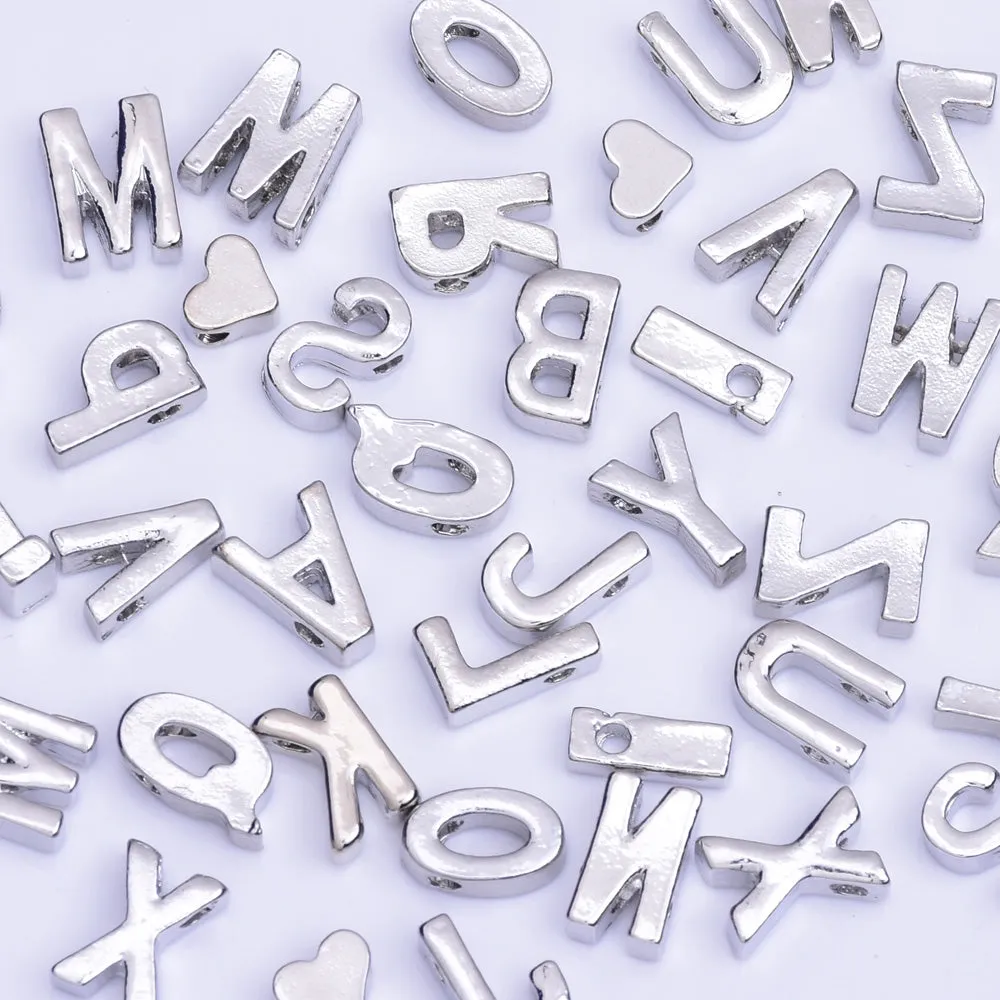 Nickel Alloy Letter Pendant Charm Capital letter Metal letter Finding Letter Initial Pendants for Personalize Necklaces " N " 10*6.5*3.5mm 10pcs